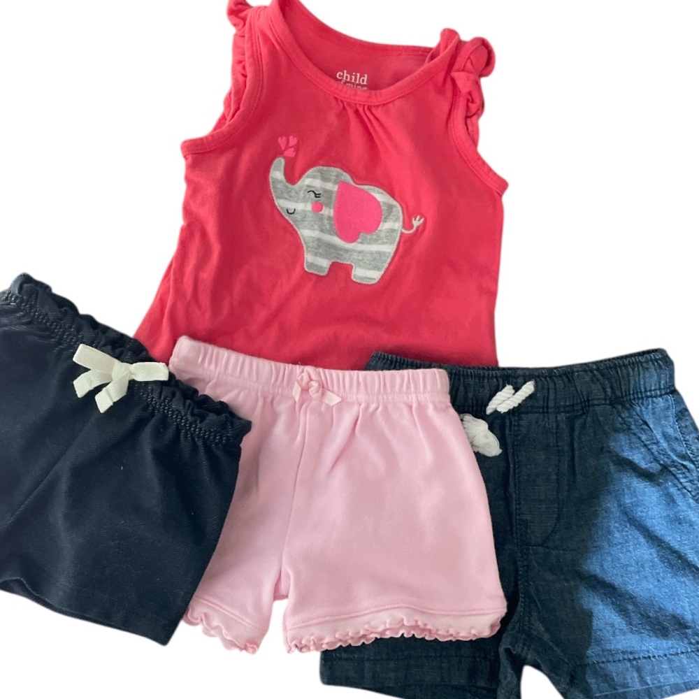 3-6 months baby girl clothing lot summer infant girl out fits and hair bows